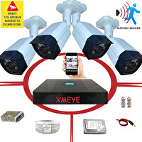 Bises 4 Kameralı Hareket Algılayan 5 Mp Lens 6 Superking Led Plastik Kasa Güvenlik Kamerası Seti - BS 406
