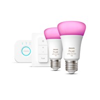 Philips Hue 9 75 W E27 Kumandalı Bluetooth Özellikli Renkli 2'li Akıllı Başlangıç Seti