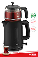 Evia Çayzade EA-4308S 1.7 L 2200 W Cam Demlikli Siyah Çay Makinesi ve Su Isıtıcısı
