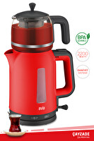 Evia Çayzade EA-4308K 1.7 L 2200 W Cam Demlikli Kırmızı Çay Makinesi ve Su Isıtıcısı